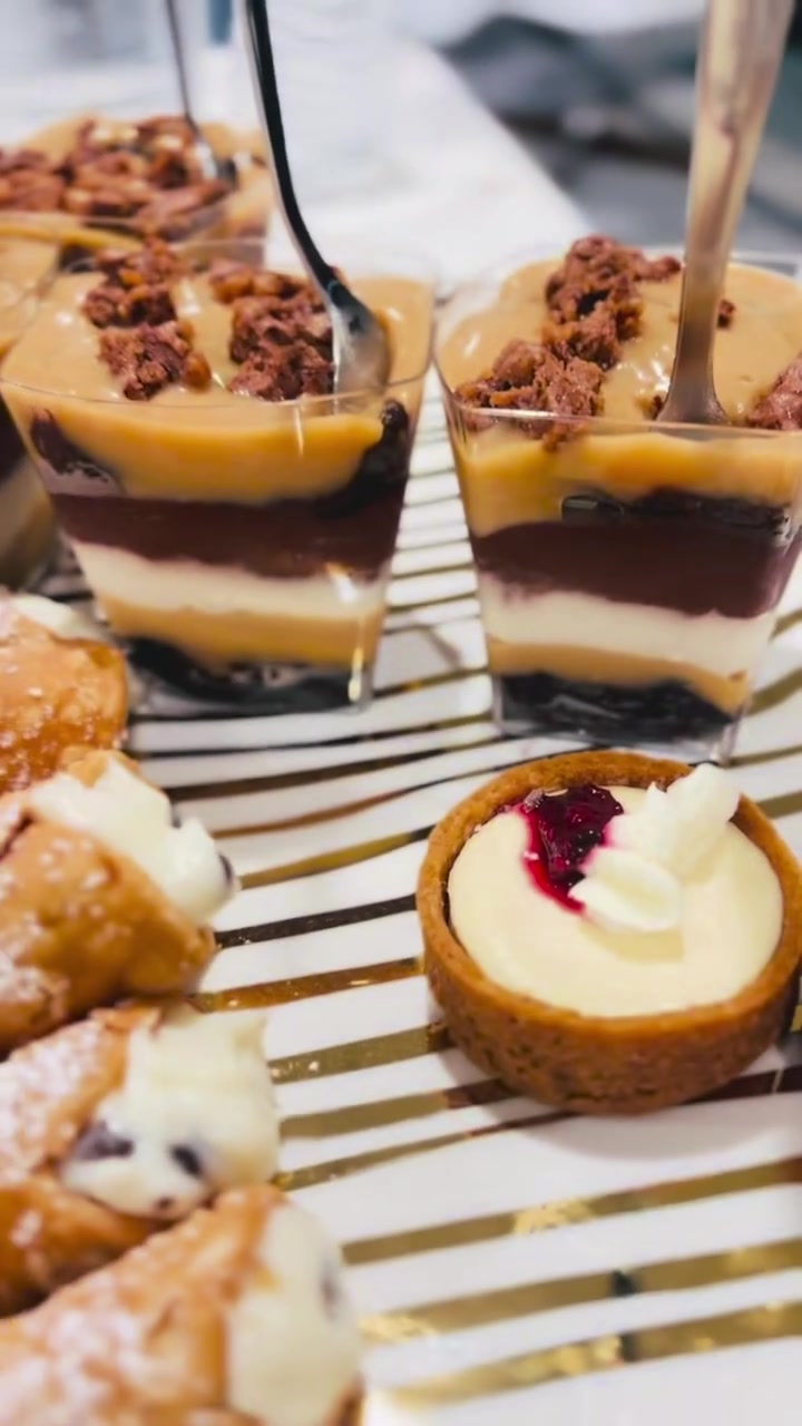 Chocolate peanut butter dessert shooters and miniature sweet bites
